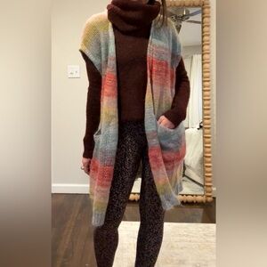 Anthropologie Moth Rinda Cardigan Duster Multi Stripe Italian Yarn Mohair NWT